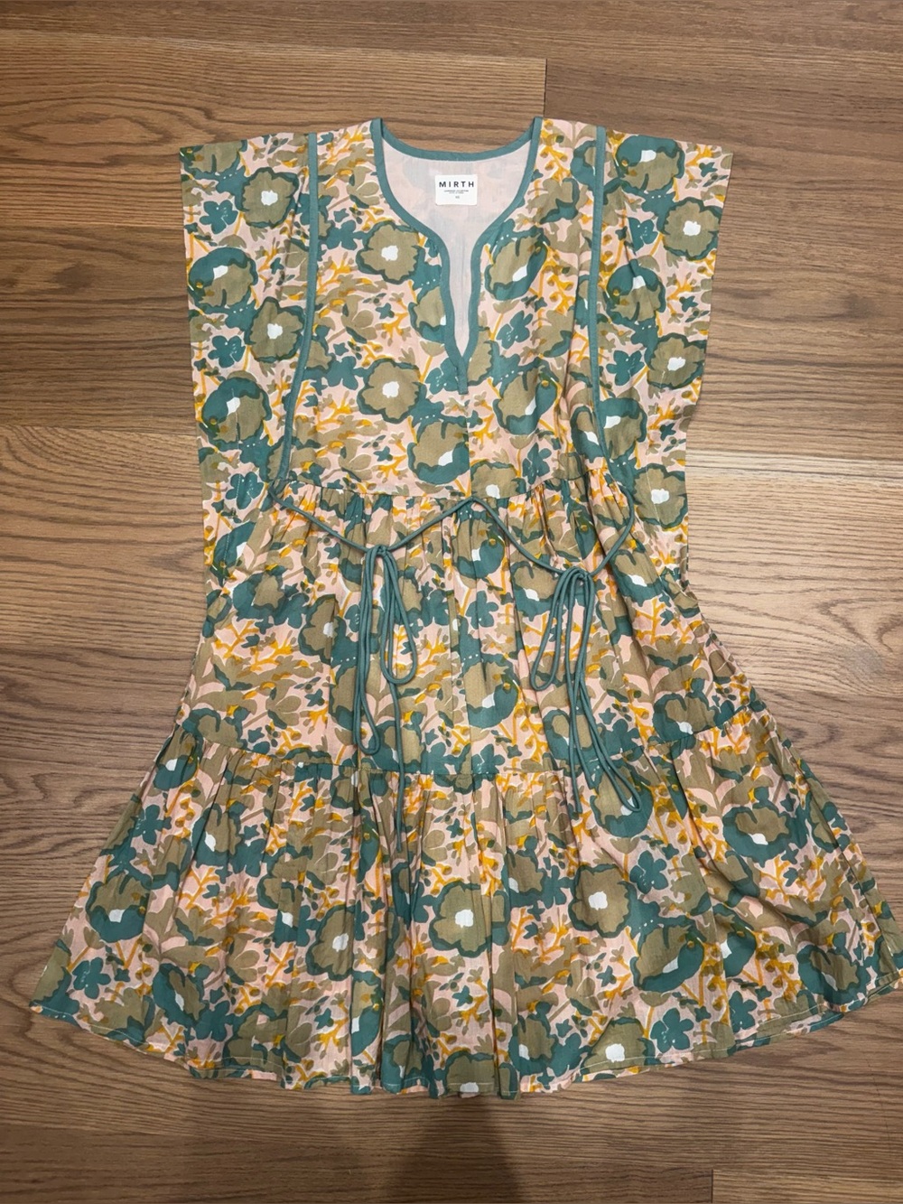 Mirth Floral Tie-Waist Mini Dress in Green